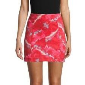 FREE PEOPLE | Modern Femme Flamingo Tie Dye Denin Mini Skirt